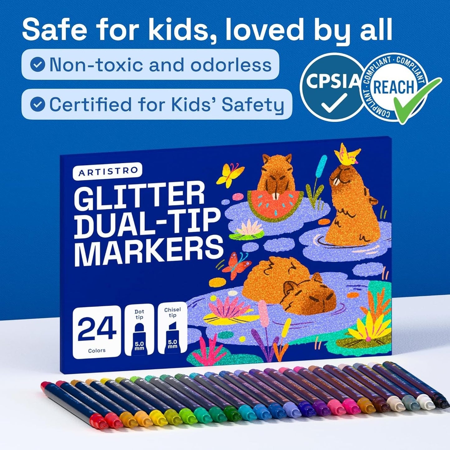 Achiver 24 Shimmering Glitter Dual-Tip Paint Pens