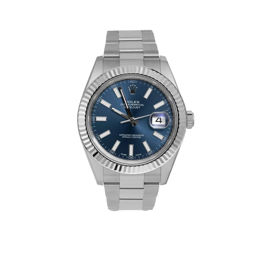 Datejust 116334 Fluted Bezel Watch 41mm Blue Index Dial
