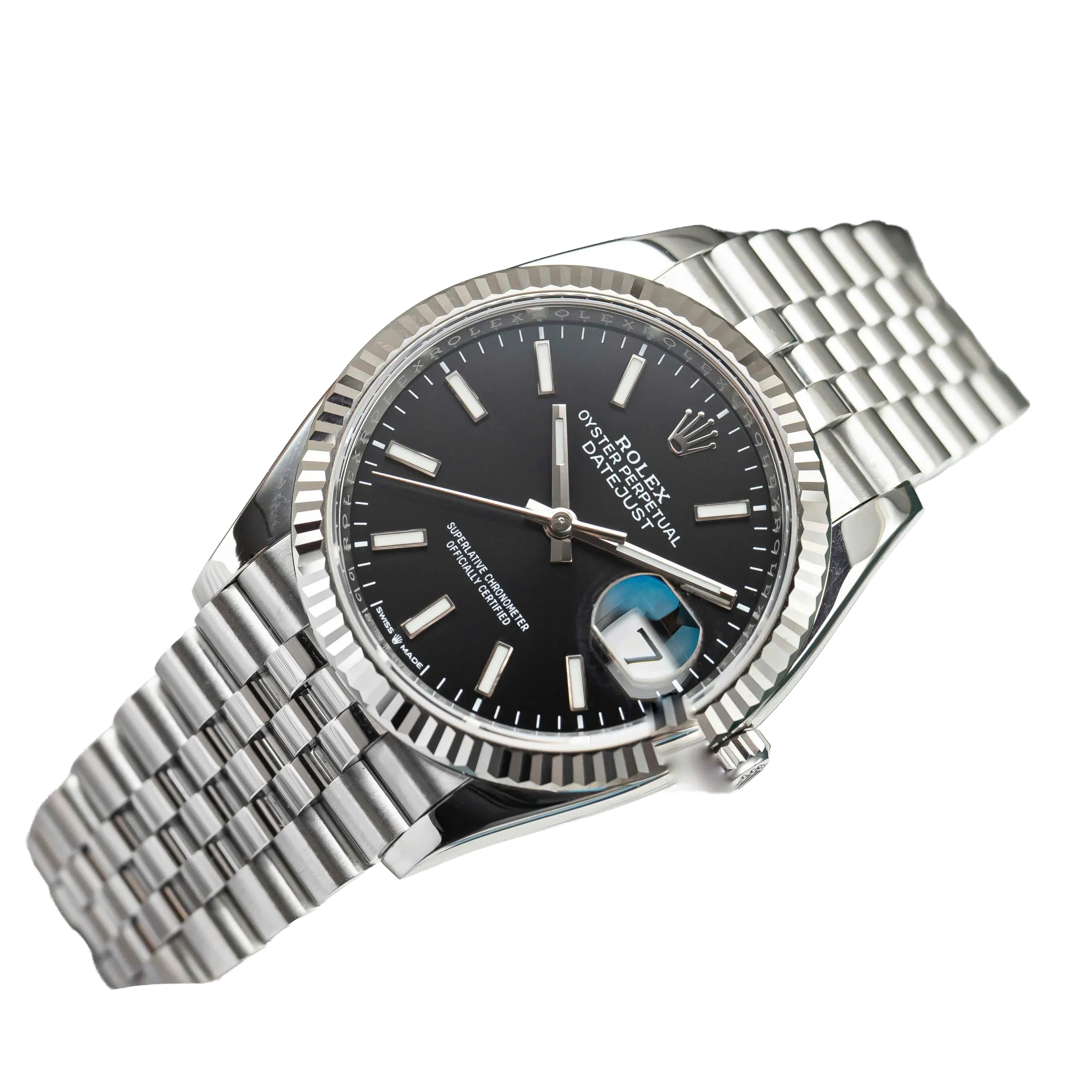 Datejust 41mm Steel White Gold Black Dial Mens Watch m126334-0018