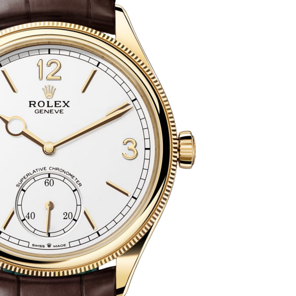 Perpetual 1908 39mm Yellow Gold White Dial Brown Alligator Leather Strap m52508-0006