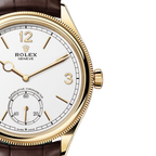 Perpetual 1908 39mm Yellow Gold White Dial Brown Alligator Leather Strap m52508-0006