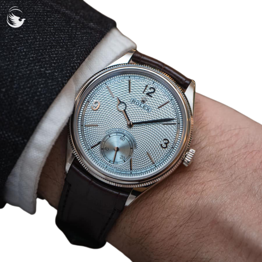 Perpetual 1908 39mm White Gold Platinum Ice Blue Dial Black Alligator Leather Strap m52506-0003