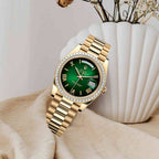 Day-Date 40mm | 18k yellow gold President bracelet | Green ombré dial Diamond bezel | Mens Watch 228398TBR