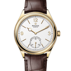Perpetual 1908 39mm Yellow Gold White Dial Brown Alligator Leather Strap m52508-0006
