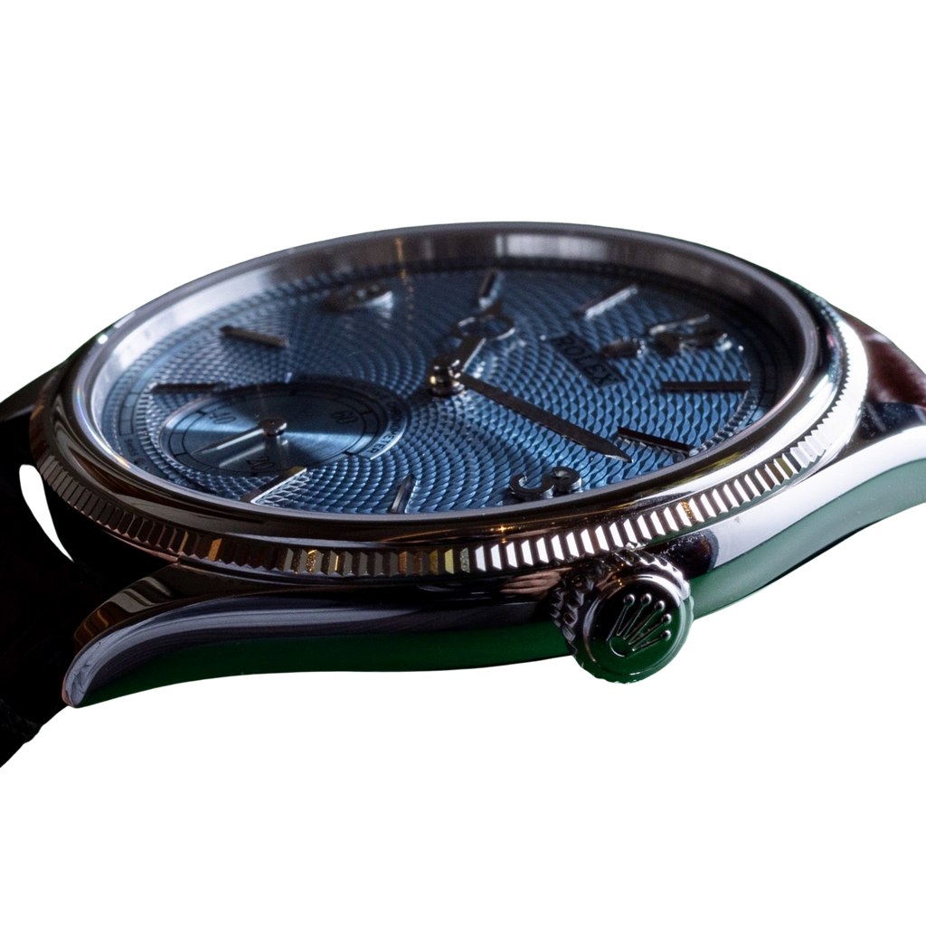 Perpetual 1908 39mm White Gold Platinum Ice Blue Dial Black Alligator Leather Strap m52506-0003