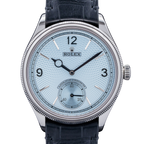 Perpetual 1908 39mm White Gold Platinum Ice Blue Dial Black Alligator Leather Strap m52506-0003