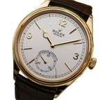 Perpetual 1908 39mm Yellow Gold White Dial Brown Alligator Leather Strap m52508-0006