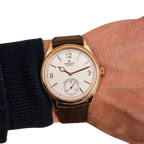 Perpetual 1908 39mm Yellow Gold White Dial Brown Alligator Leather Strap m52508-0006