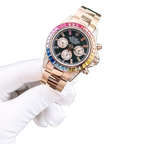 Daytona 116595RBOW Rainbow Rose Gold Black Dial Sapphire Bezel