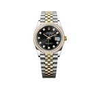 Datejust 36mm Black Dial Steel Yellow Gold Diamond Mens Watch 116243