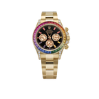Daytona 126598RBOW 40mm Rainbow Yellow Gold Black Dial Sapphire Bezel