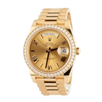Day-Date 40 228348RBR Yellow Gold Diamond Bezel Champagne Roman Dial
