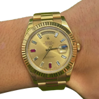 President Day-Date II 41mm 218238 18k Yellow Gold & Ruby Dial