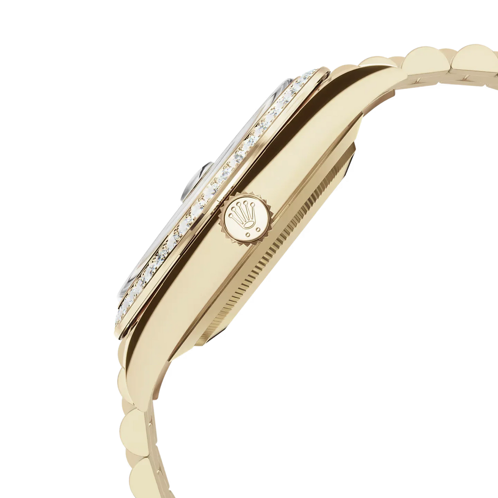 Day-Date 40 228348RBR Yellow Gold Diamond Bezel Champagne Roman Dial
