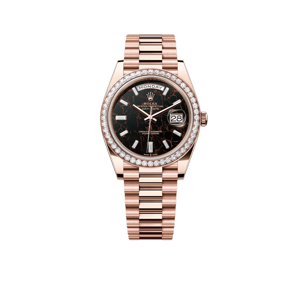 Day-Date 40 228345RBR Rose Gold Eisenkiesel Diamond Dial Diamond Bezel