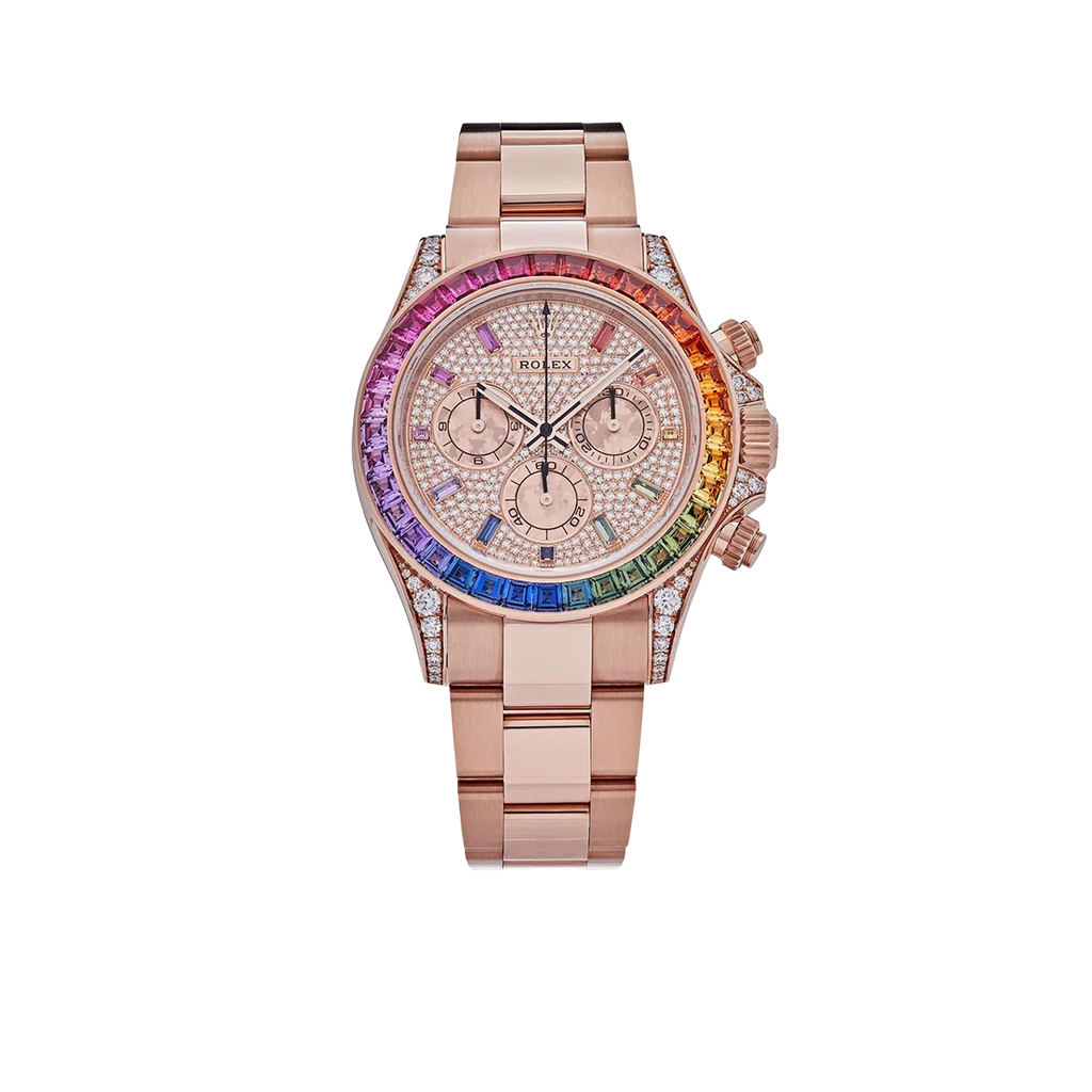 Daytona 116595RBOW Rainbow Rose Gold Pave Diamond Dial Sapphire Bezel