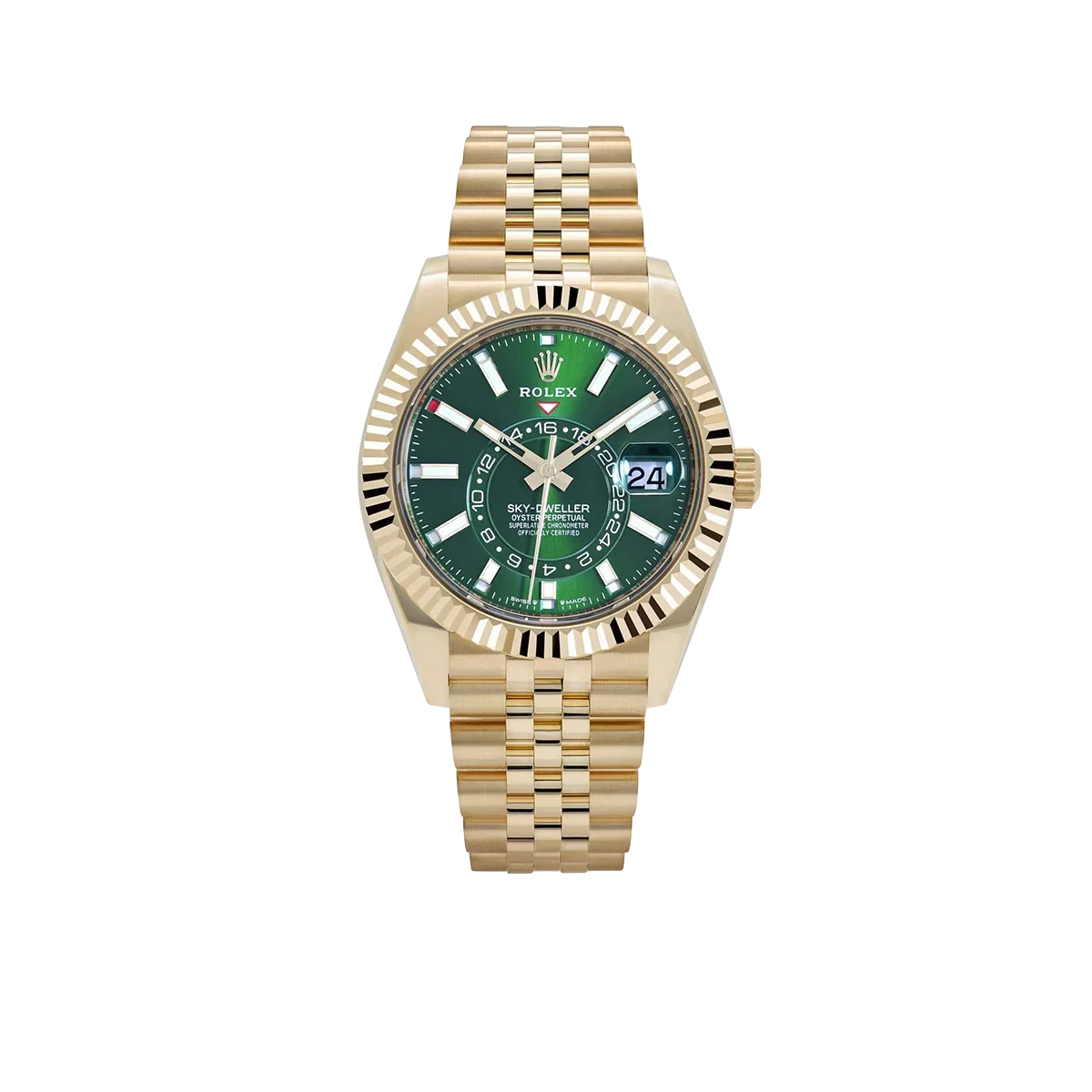 Sky-Dweller 42mm Yellow Gold Bright Green Dial Jubilee 336938 (2025)