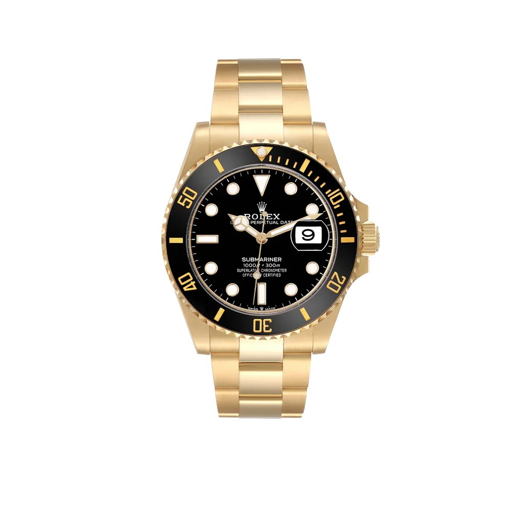 Submariner 41mm Yellow Gold Black Dial Bezel Mens Watch 126618