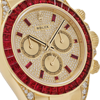 Daytona 126598TRU Yellow Gold Ruby Bezel Diamond Pave Dial