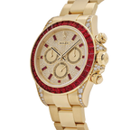Daytona 126598TRU Yellow Gold Ruby Bezel Diamond Pave Dial