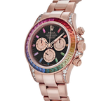 Daytona 116595RBOW Rainbow Rose Gold Black Dial Sapphire Bezel