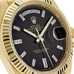 President Day-Date 40mm Black Dial Yellow Gold Diamond Mens Watch 228238