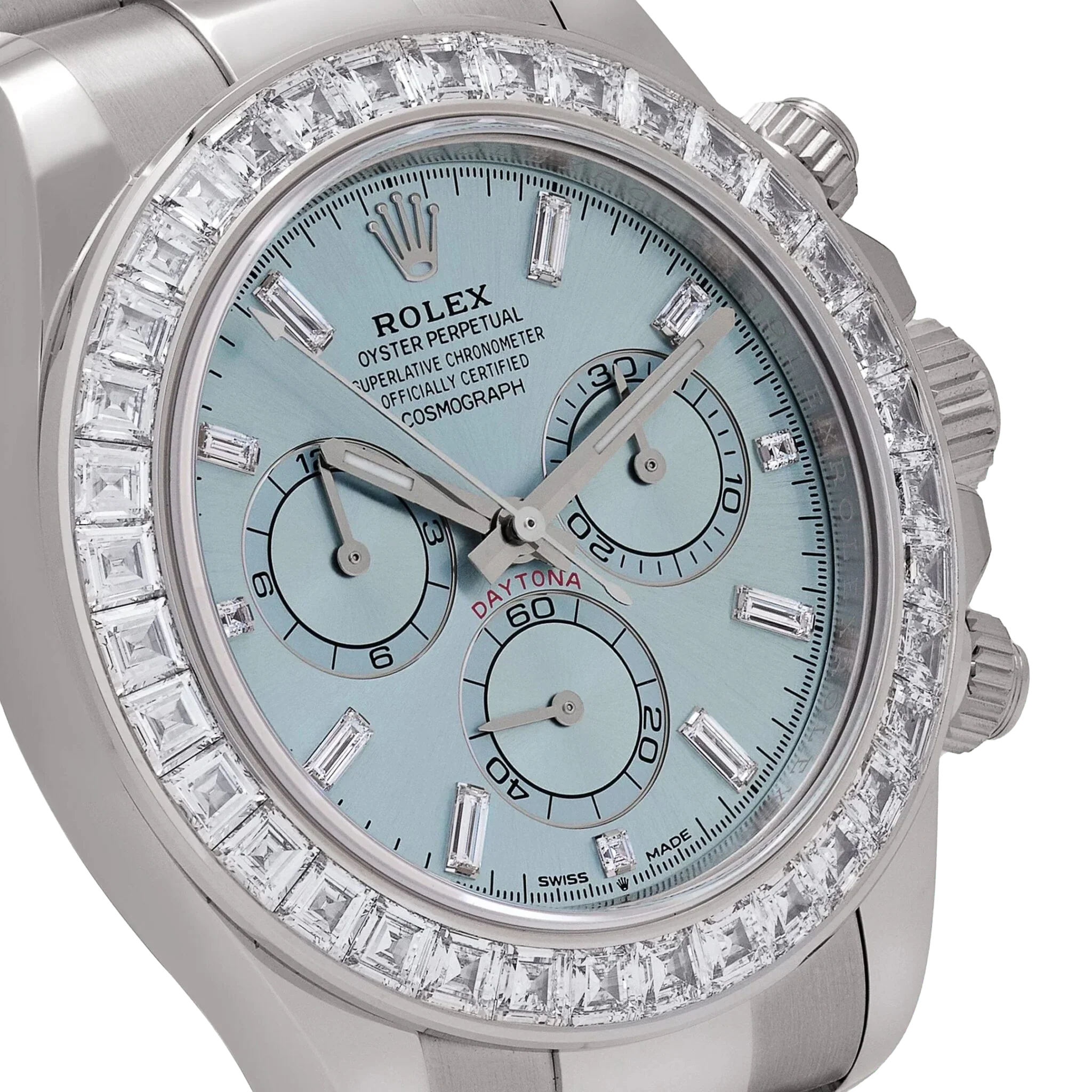 Daytona 126576TBR Platinum Ice Blue Diamond Dial Diamond Bezel