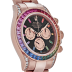 Daytona 116595RBOW Rainbow Rose Gold Black Dial Sapphire Bezel