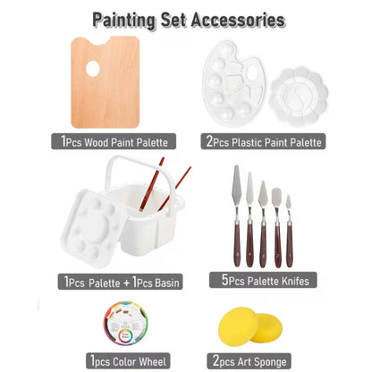 158pcs Deluxe Large Painting Kit with Metal And Solid Beech Wood Easel