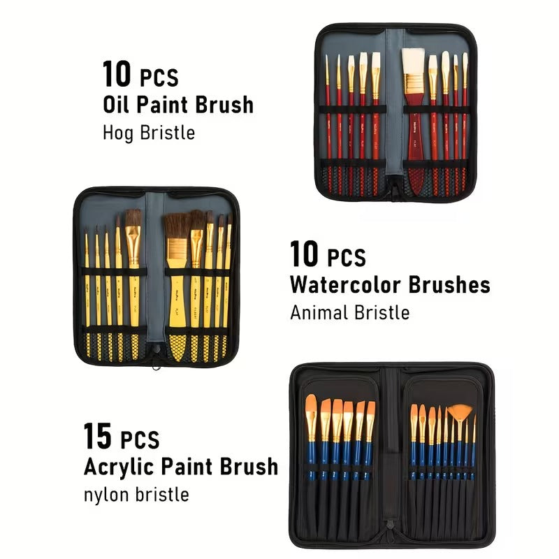 158pcs Deluxe Large Painting Kit with Metal And Solid Beech Wood Easel