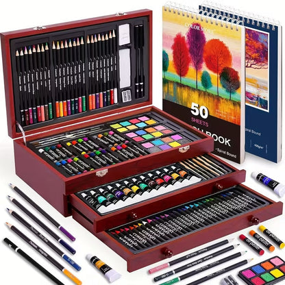 175pcs Deluxe Art Set With 2 Drawing Pads