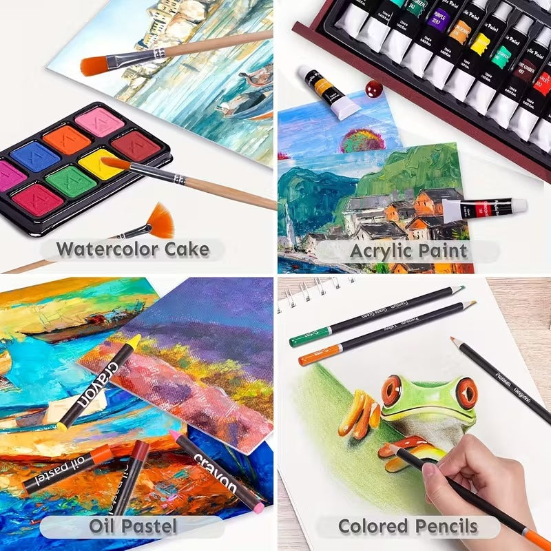 175pcs Deluxe Art Set With 2 Drawing Pads