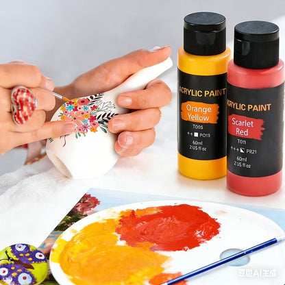 24 Colors Acrylic Paint Set with 12 Art Brushes