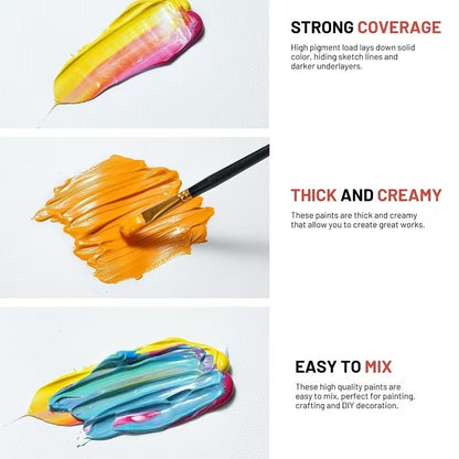 24 Colors Acrylic Paint Set with 12 Art Brushes