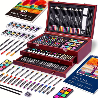 175pcs Deluxe Art Set With 2 Drawing Pads