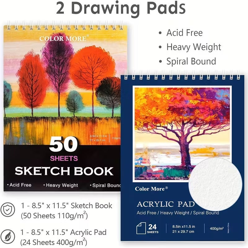 175pcs Deluxe Art Set With 2 Drawing Pads
