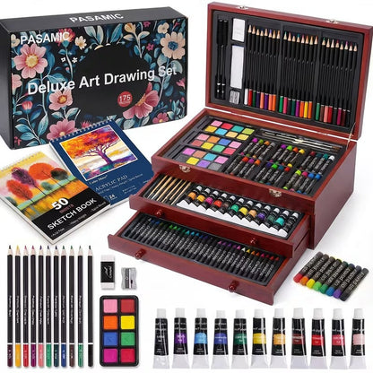 175pcs Deluxe Art Set With 2 Drawing Pads