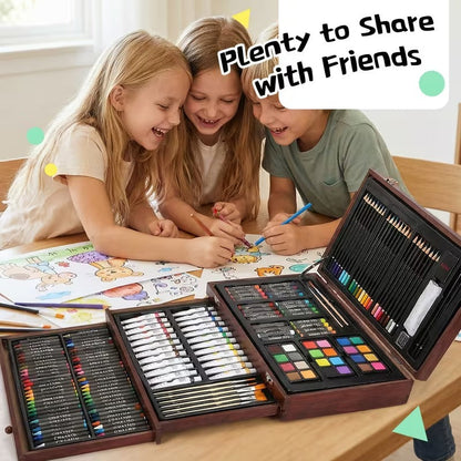 175pcs Deluxe Art Set With 2 Drawing Pads