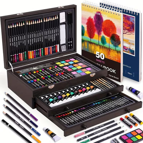 175pcs Deluxe Art Set With 2 Drawing Pads