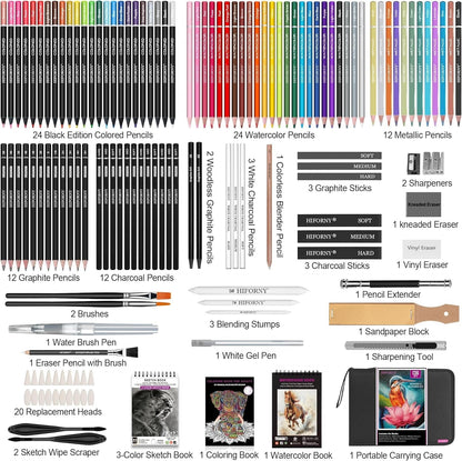 SOLZERY 136 PCS Drawing & Sketching Set