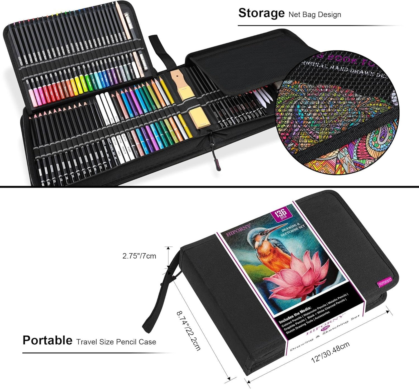 SOLZERY 136 PCS Drawing & Sketching Set