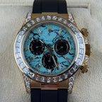 Daytona 126538TBR Yellow Gold Turquoise Stone Dial Diamond Bezel Oysterflex