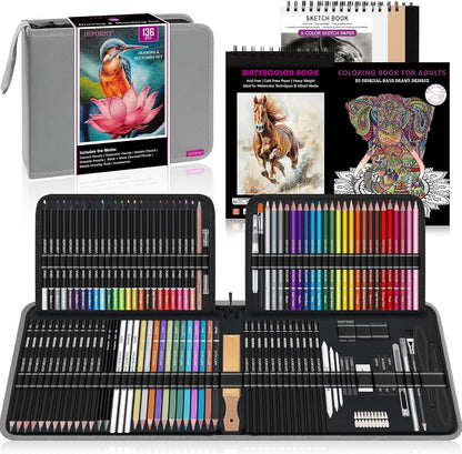 SOLZERY 136 PCS Drawing & Sketching Set