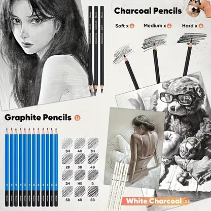35pcs Professional Drawing Pencil & Charcoal Art Supplies