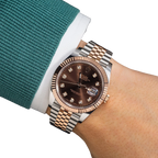 Datejust 41MM 126331 Chocolate Diamond Dial Fluted Bezel Two Tone Rose Gold Jubilee Bracelet