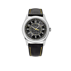Calatrava 40mm 6007G-001 White Gold Black Dial Yellow Accents