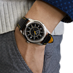 Calatrava 40mm 6007G-001 White Gold Black Dial Yellow Accents
