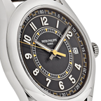 Calatrava 40mm 6007G-001 White Gold Black Dial Yellow Accents