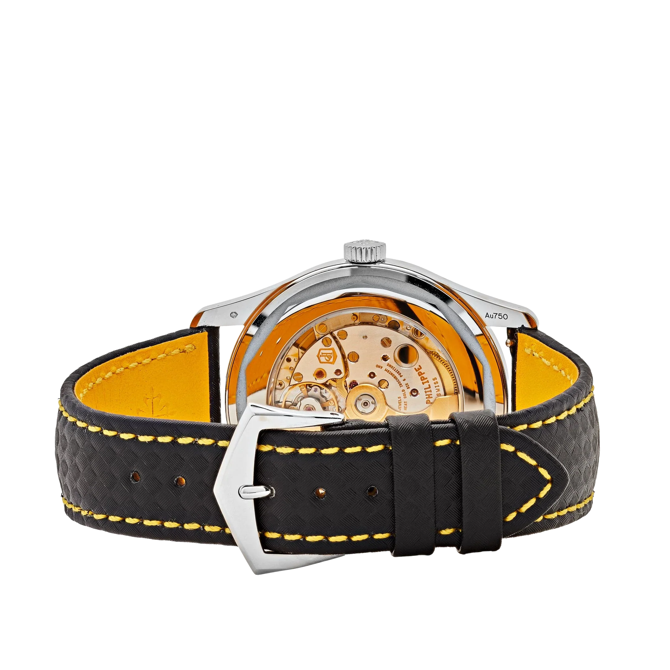 Calatrava 40mm 6007G-001 White Gold Black Dial Yellow Accents