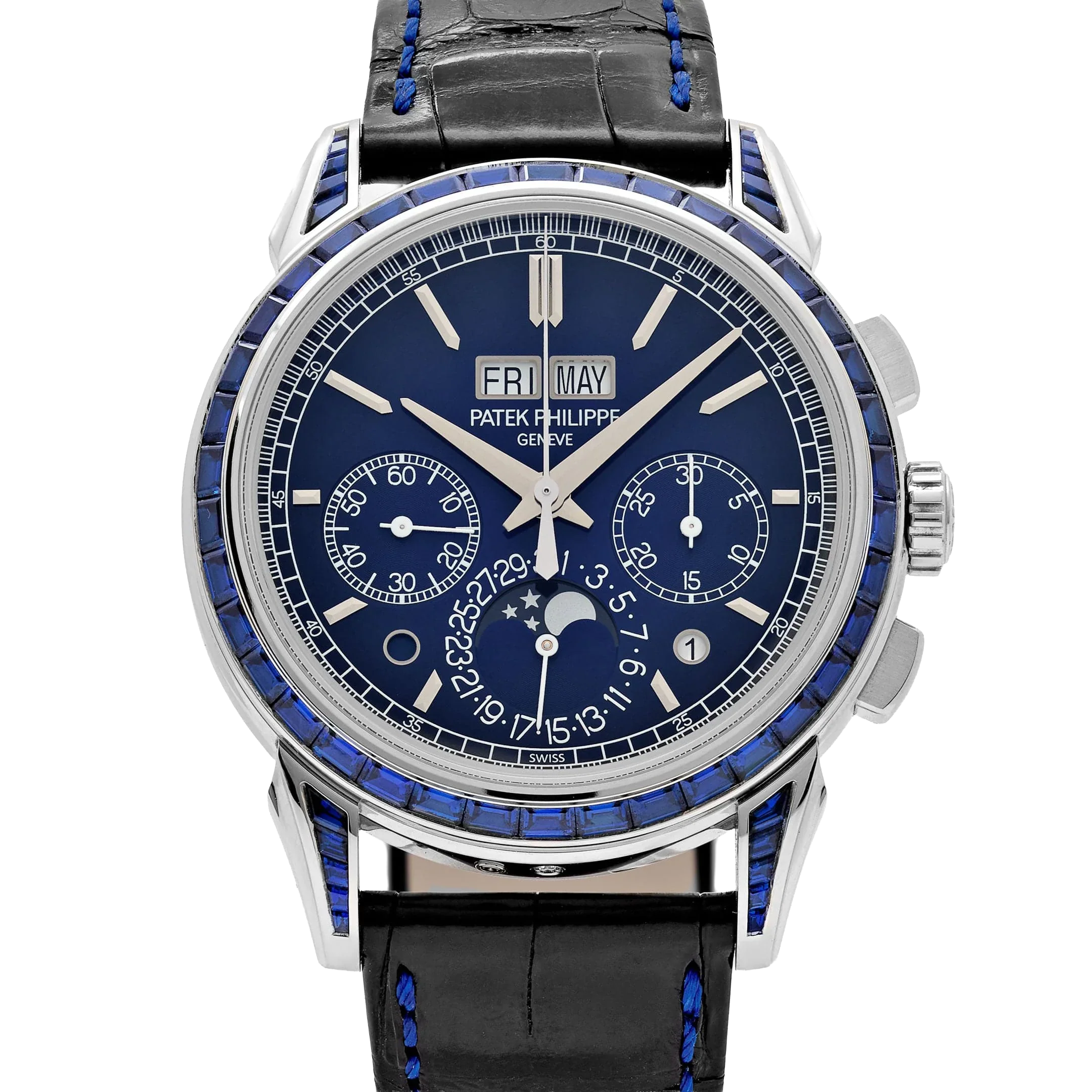 Grand Complications 41mm 5271/11P-010 Perpetual Calendar Chronograph Platinum Baguette Sapphires